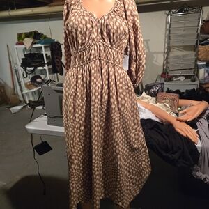 Elegant Brown Patterned Dress